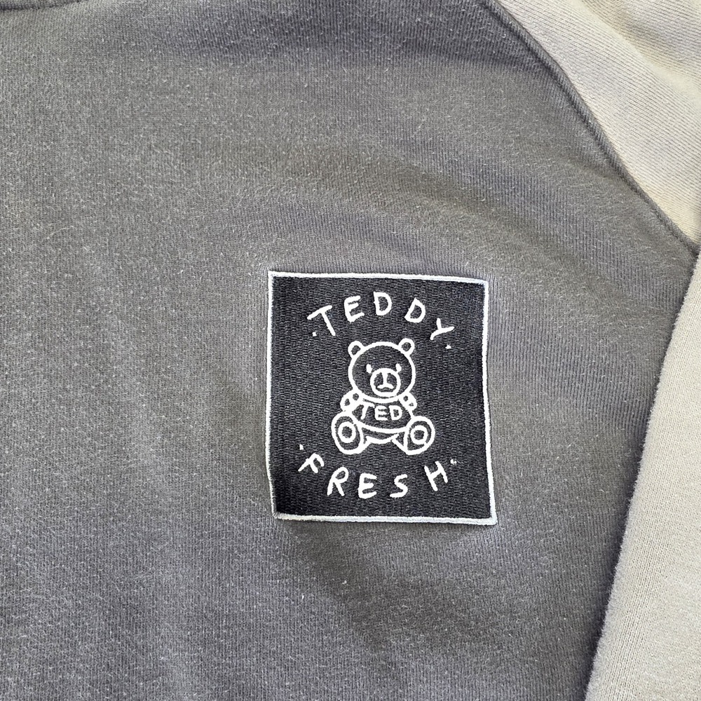 Teddy Fresh Colorblock Hoodie Adult XL Gray Heavyweight Pullover Sweatshirt - Picture 2 of 4